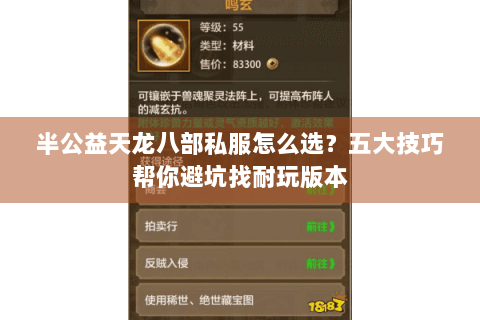 半公益天龙八部私服怎么选？五大技巧帮你避坑找耐玩版本