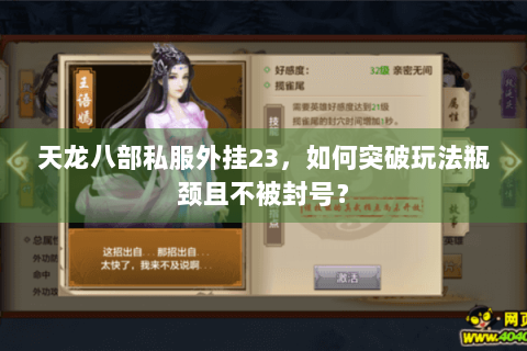 天龙八部私服外挂23，如何突破玩法瓶颈且不被封号？