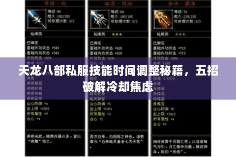 天龙八部私服技能时间调整秘籍，五招破解冷却焦虑