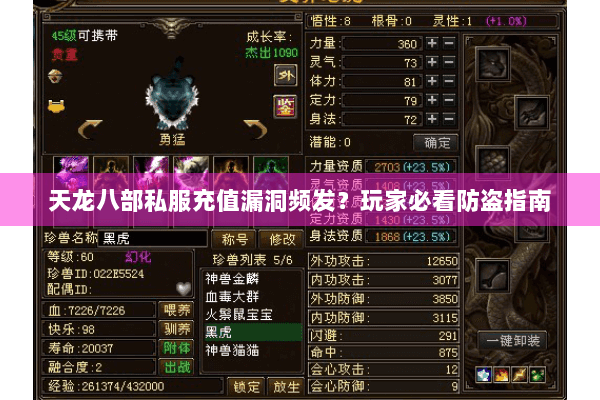 天龙八部私服充值漏洞频发?玩家必看防盗指南 天龙八部私服充值漏洞频发?玩家必看防盗指南