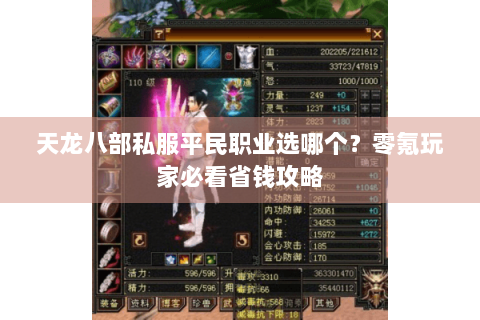 天龙八部私服平民职业选哪个？零氪玩家必看省钱攻略