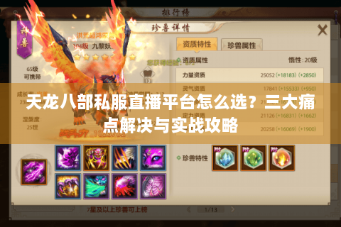 天龙八部私服直播平台怎么选?三大痛点解决与实战攻略 天龙八部私服直播平台怎么选?三大痛点解决与实战攻略