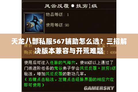 天龙八部私服567辅助怎么选?三招解决版本兼容与开荒难题 天龙八部私服567辅助怎么选?三招解决版本兼容与开荒难题