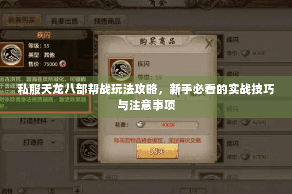 私服天龙八部帮战玩法攻略,新手必看的实战技巧与注意事项 私服天龙八部帮战玩法攻略,新手必看的实战技巧与注意事项